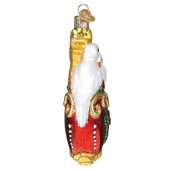 Two Turtle Doves Christmas Holiday Ornament Blown Glass - Picture 3 of 8